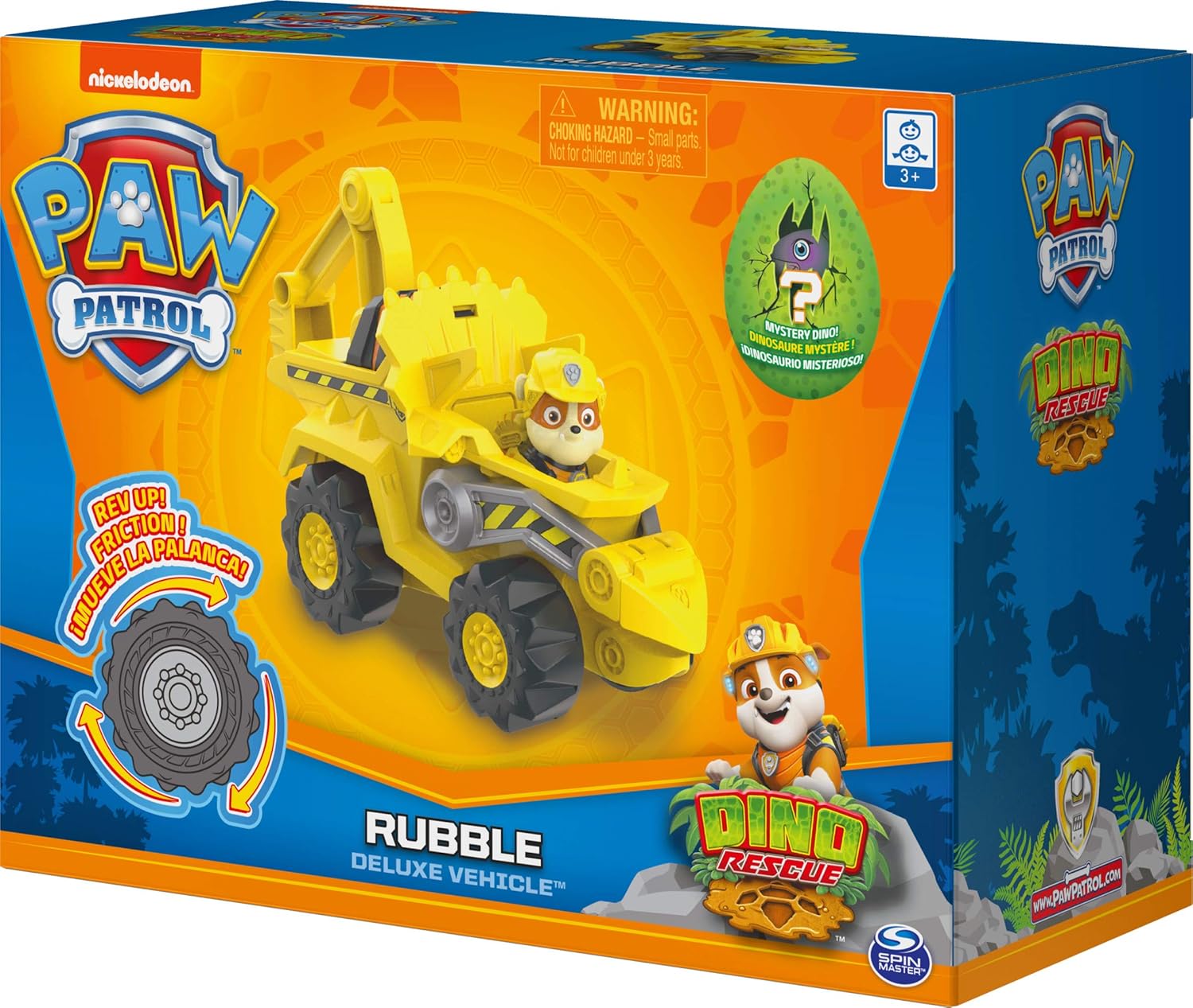 Paw Patrol, Dino Rescue Rubble’s Deluxe Rev Up Vehicle with Mystery Dinosaur Figure