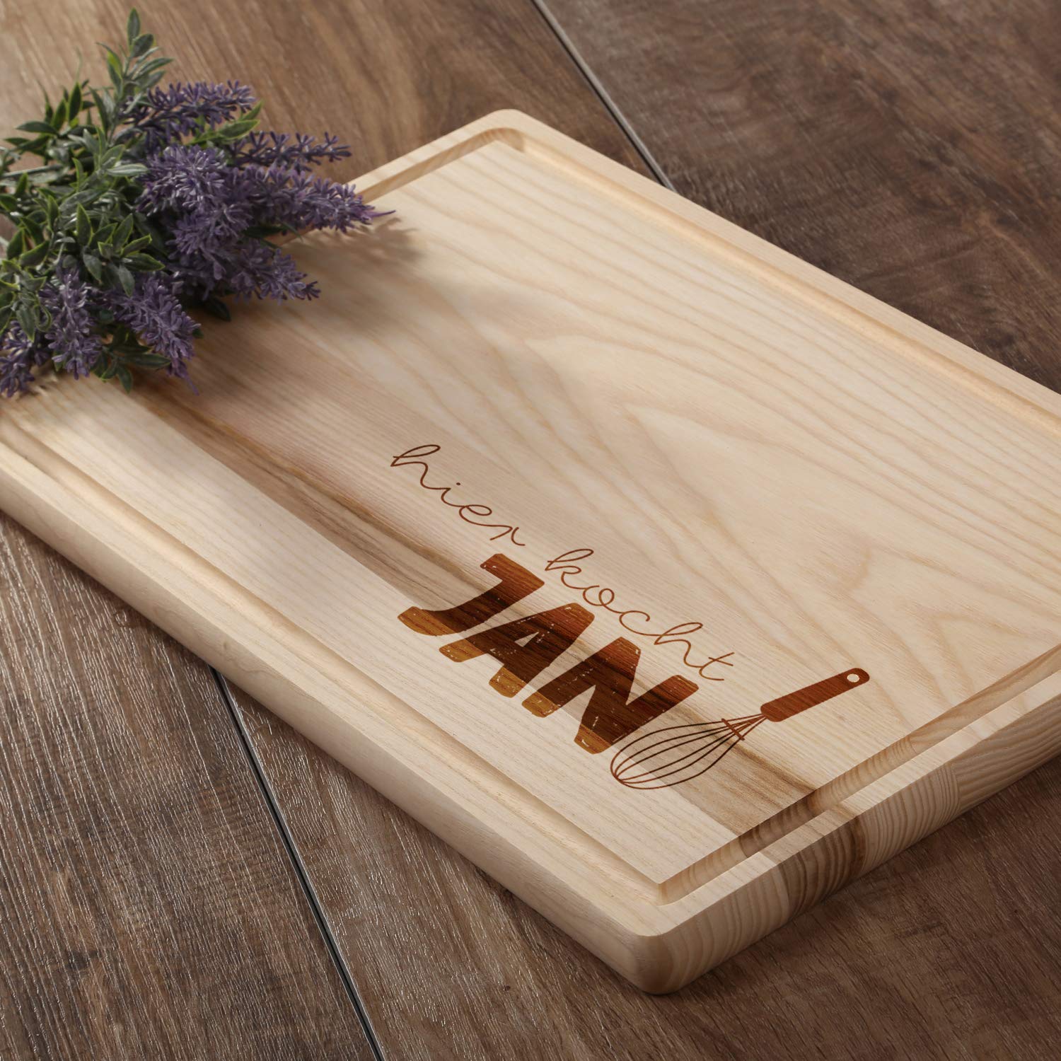 FORYOU24 Holz Schneidebrett hell mit Gravur Motiv 09 - personalisiert mit Wunsch-Name Küchenbrett Kochbrett graviert Geschenkidee
