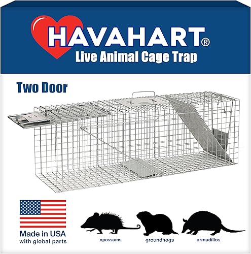 Havahart Large 2 Door Humane Catch and Release Live Animal Trap for Armadillos, Beavers, Bobcats, Small Dogs, Cats, Foxes, Groundhogs, Nutria,