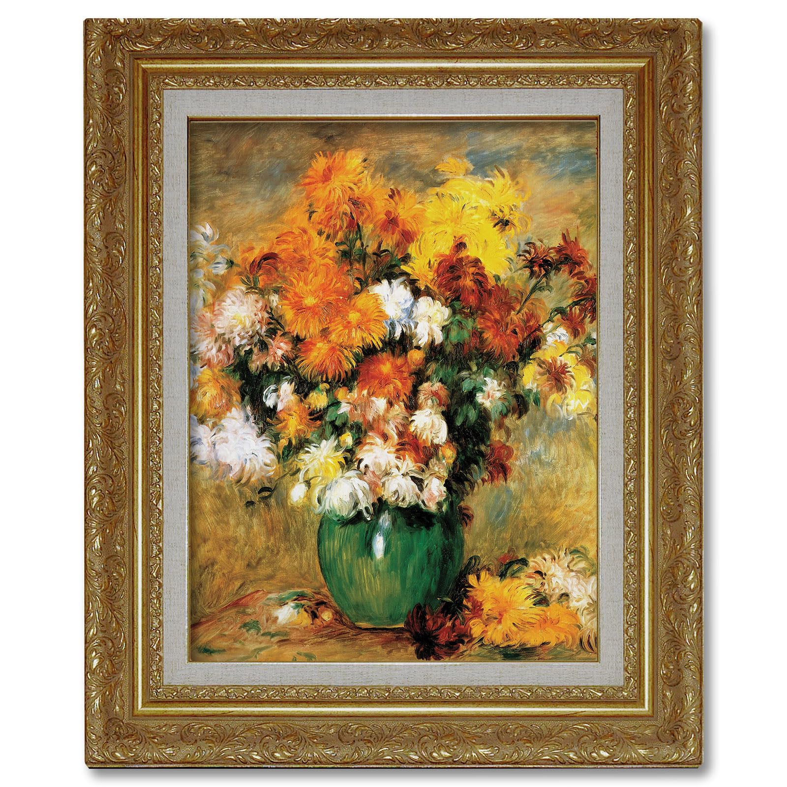 Amazon.co.jp: AC HAN014 ルノワール 菊の花束 F6 額入り複製画 絵画 
