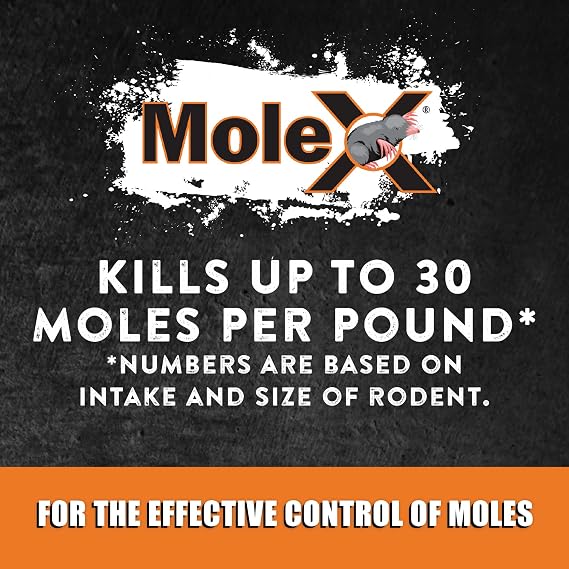 MoleX Mole Control Bait Pellets for Moles Poison Free, Pet Safe | Indoor & Outdoor Use Pellets |8 oz. Bag