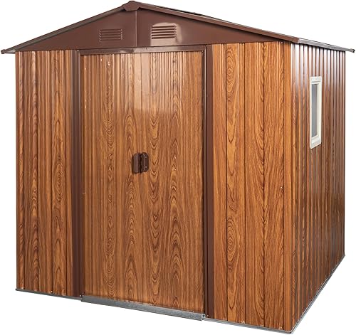 Miniatura 6 de Lifeand Cobertizo de almacenamiento de metal para exteriores de 6 x 6 pies con base de piso de metal con ventana