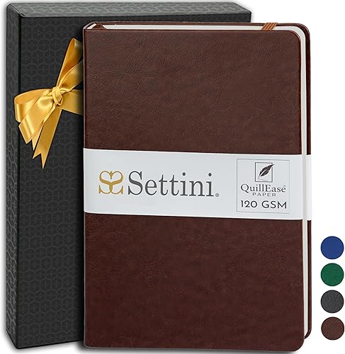 SETTINI Cuaderno rayado A5 192 páginas rayadas, diarios de cuero de tapa dura para mujeres, hombres, escritura y cuadernos para el trabajo, papel