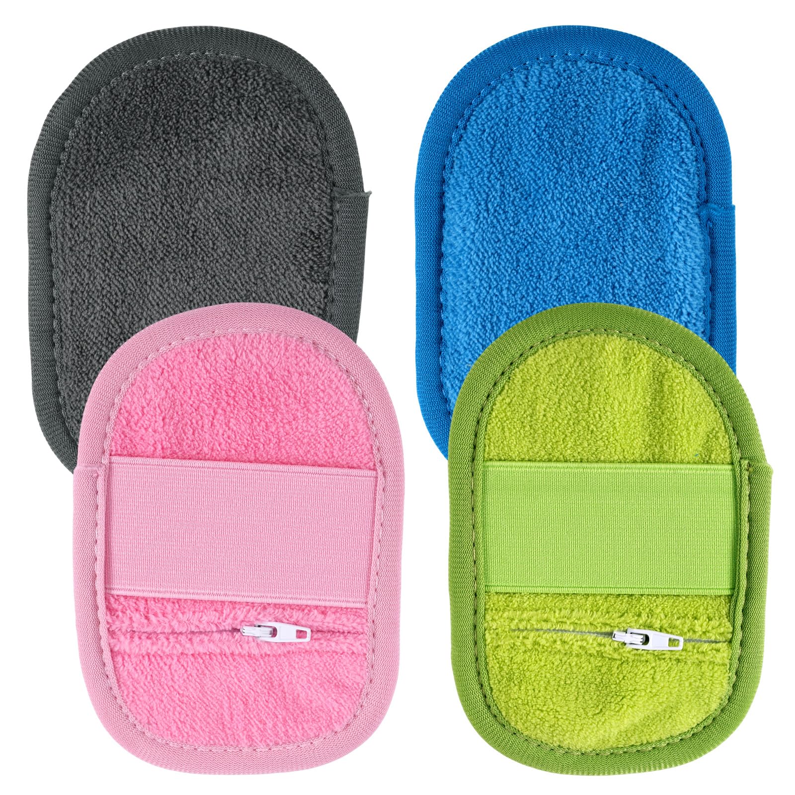 Gosknor 4pcs Sand Remover for Beach, Soft Cleaner Mitts Skin-Friendly Sand Wipe Off Remover Bag with Zipper Seaside Vacation Essentials Ideal for Beach Volleyball Sandboxes Activities