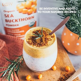 LOOV Organic Sea Buckthorn Powder, High in Fibre, Made from 100% Whole Berries, 113 g, Grown in Nordic Climate, Rich in Omega Blend, Vitamin C, Vitamin E, 23-Day Supply, No Added Sugar, Non-GMO