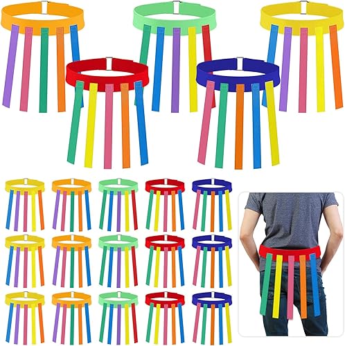 Wettarn 20 piezas de cinturón de juego elástico para atrapar la cola, equipo de entrenamiento para atrapar, juegos de juegos coloridos y equipo de