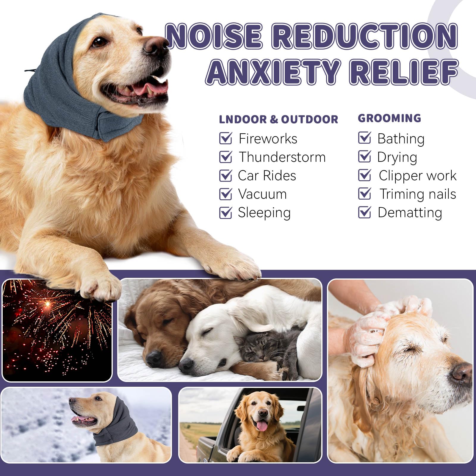 Dog Ear Muffs, Grey Dog Ear Muffs Noise Protection Size S - Image 3