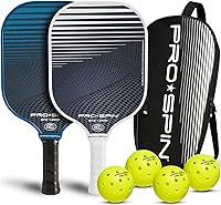 PRO-SPIN Carbon Fiber Pickleball Paddles Set of 2 - USAPA Approved, Lightweight GFS13 with Balls & Bag, Ideal Gift for Beginners & Families