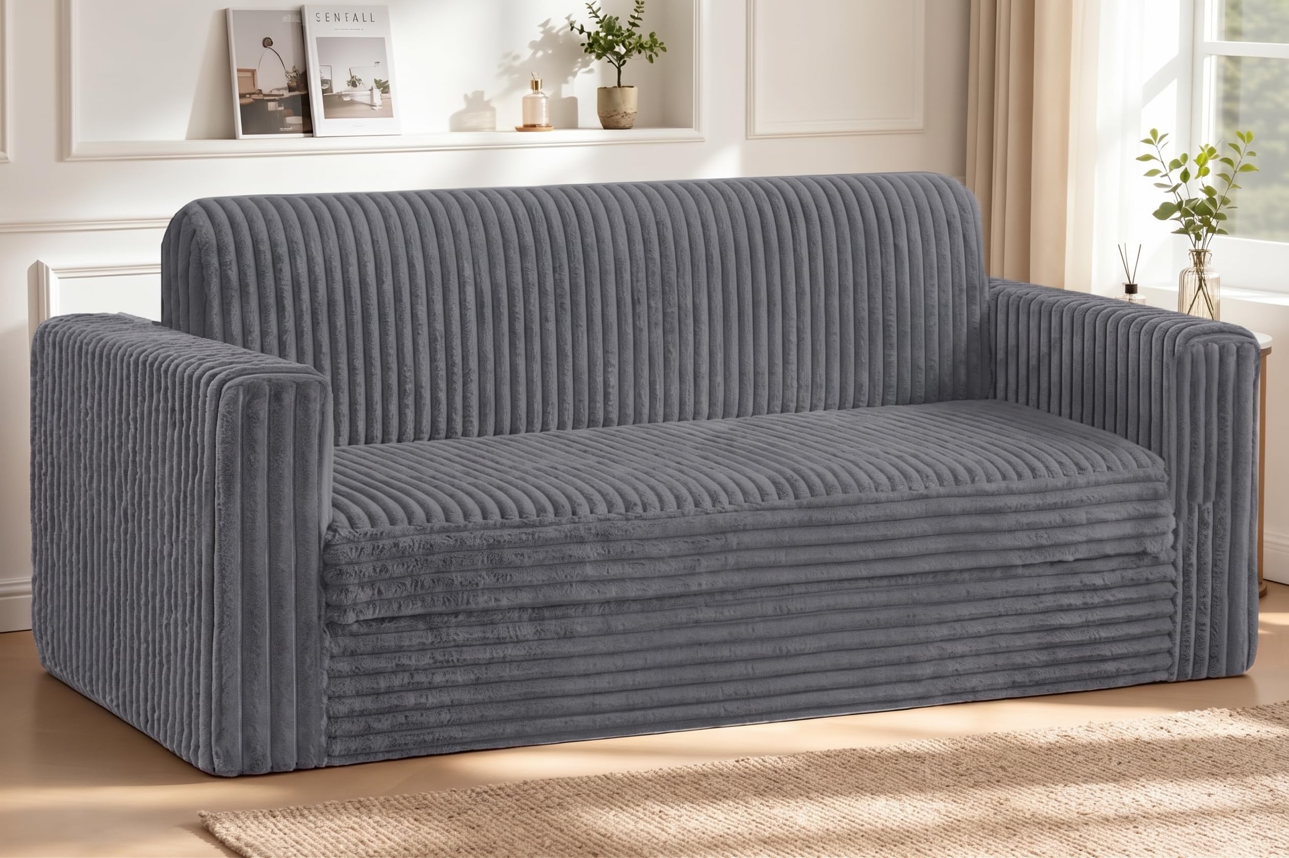 HABUTWAY Loveseat Boneless Couch,4-in-1 Convertible Sofa Bed