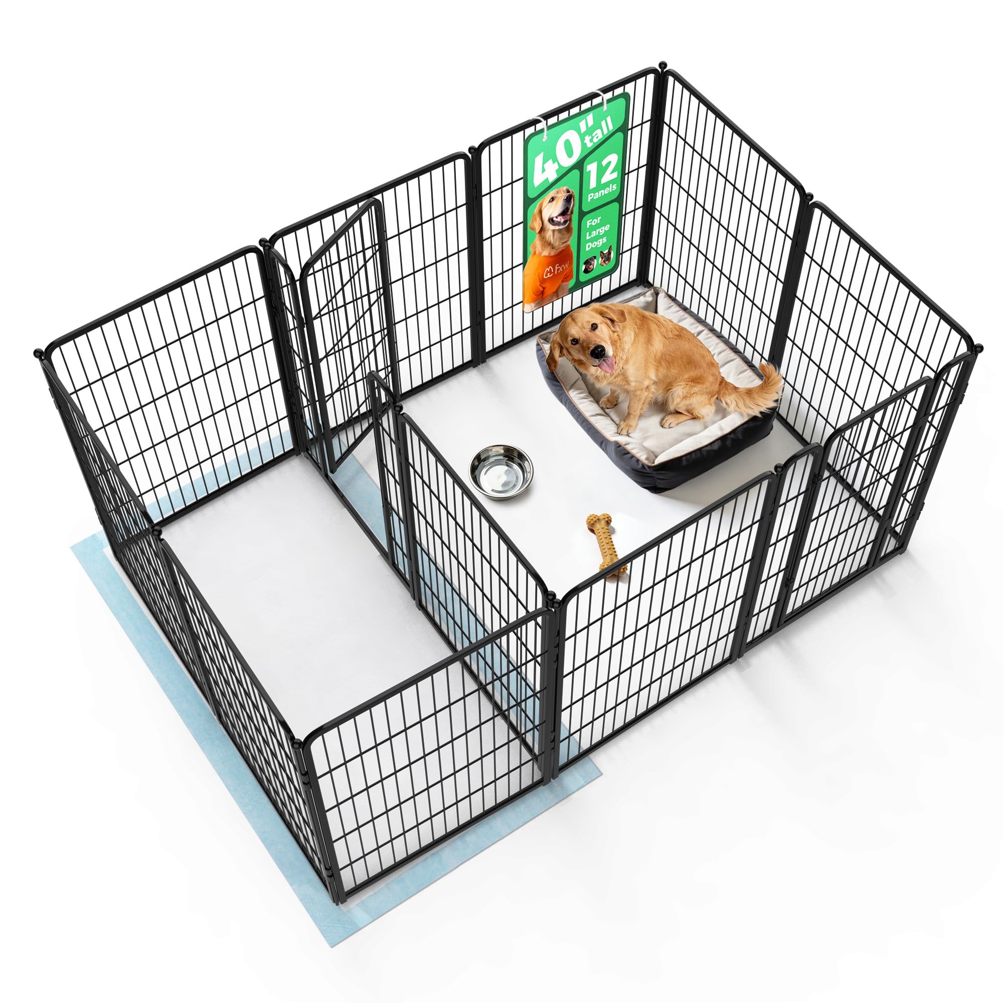 FXW Homeplus Indoor Dog Playpen with Divider Connectors, 40" H, 12 Panels