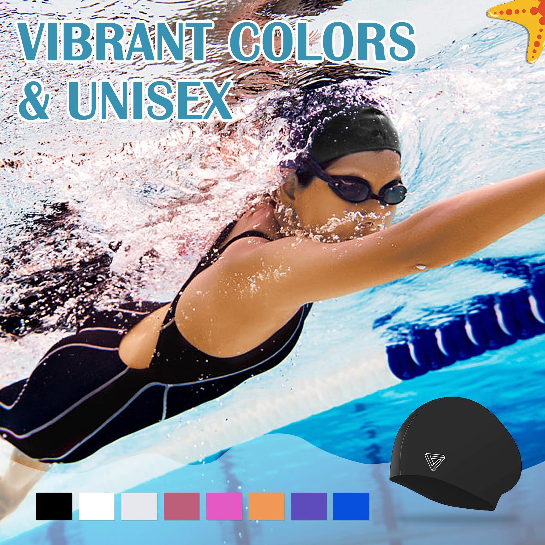 Large Swimming Cap, Suitable for Men and Women, Specially Designed Swimming Cap, Suitable for Very Long and Thick Curly Hair and Braids, Keep Hair Dry