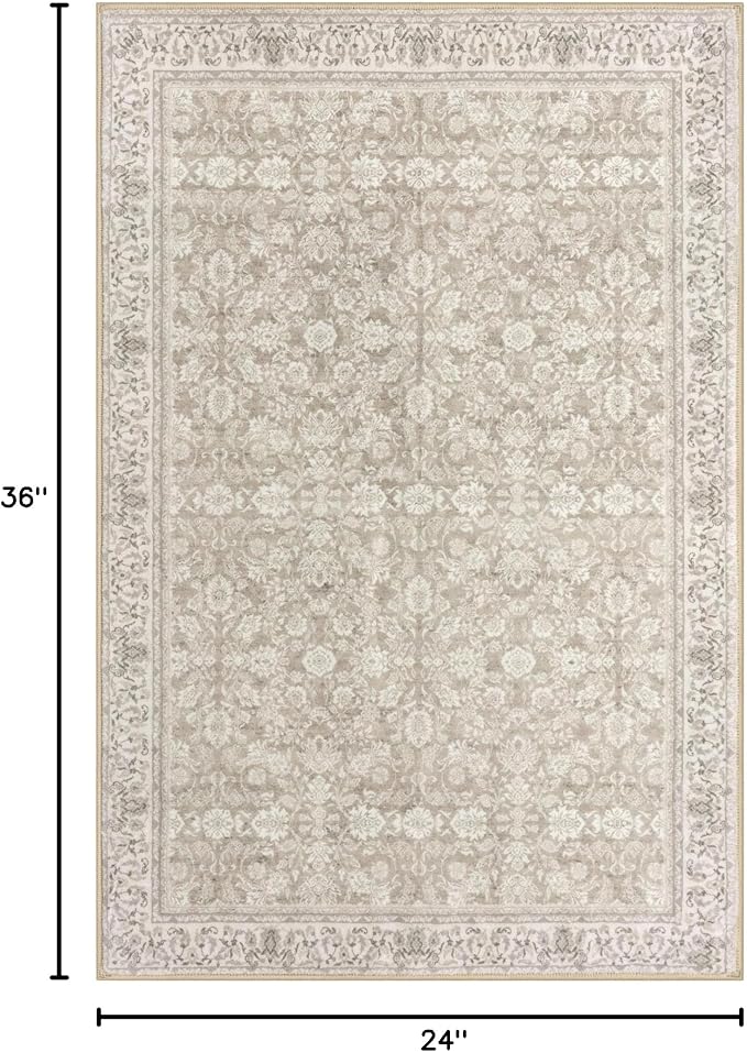 Tapete lavable 2x3 pies antideslizante beige crema gris para entrada miniatura 2