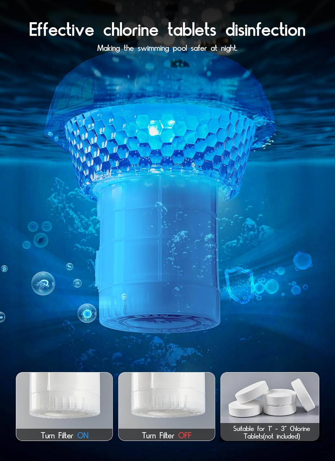 Brightown Floating Pool Lights Solar Powered 2 Pack, RGBWW Solar Pool Lights Chlorine Tablet Floater with 20+ Light Effects, Remote Control, IP68 Waterproof Pools Light for Pools, Hot Tubs, Party