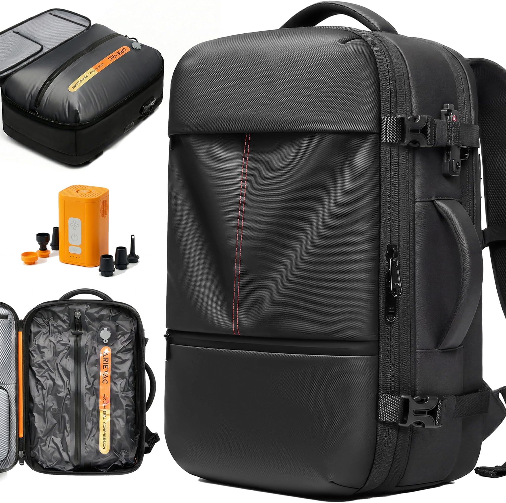Vacuum Seal Backpack Travel with High-Compression Pump,80L Expandable Travel Backpack with Vacuum System, Carry On Laptop Backpack w/TSA Lock