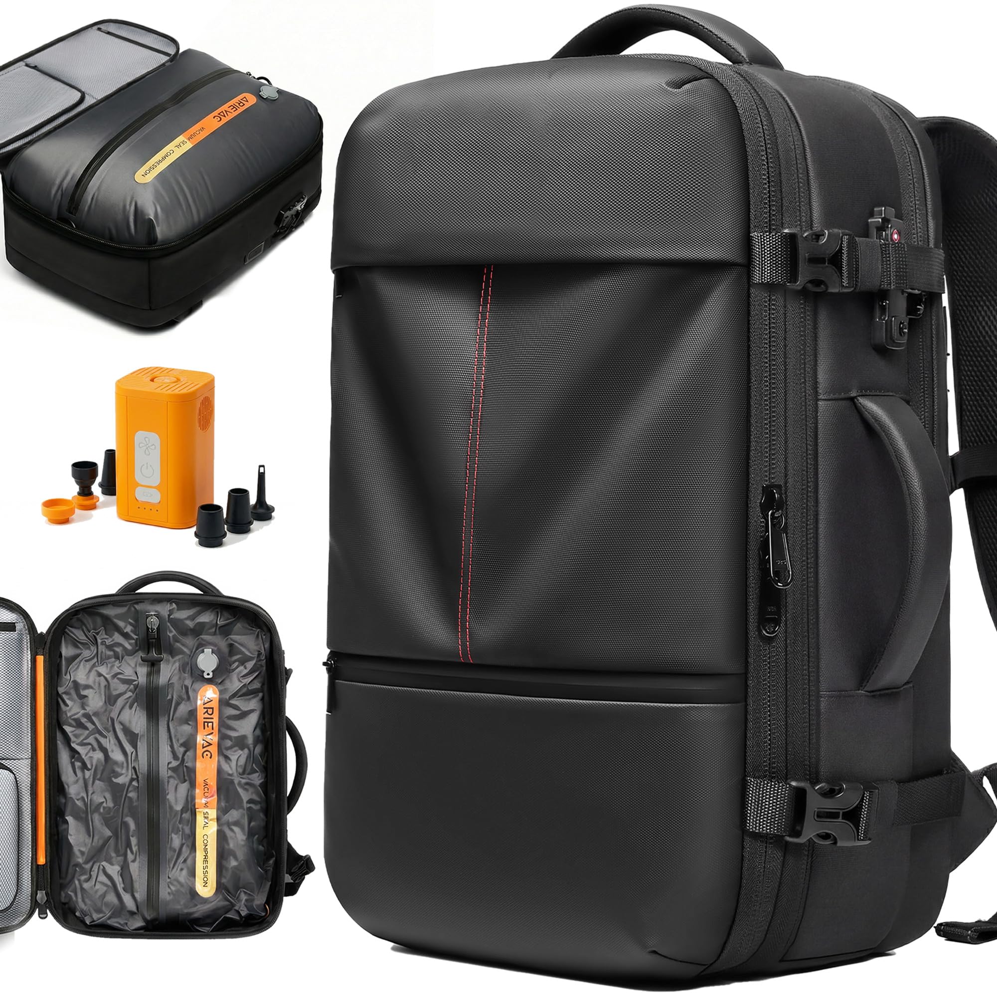 Vacuum Seal Backpack Travel with High-Compression Pump,80L Expandable Travel Backpack with Vacuum System, Carry On Laptop Backpack w/TSA Lock