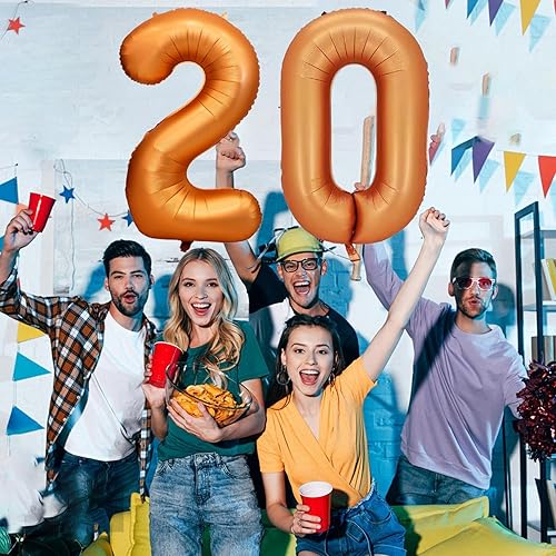 Miniatura 10 de Globo de 40 pulgadas de papel de aluminio naranja Mylar con el número 30  Decoraciones de cumpleaños 30 para niñas y niños  Globo de cumpleaños 30