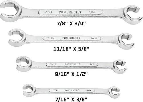 Miniatura 33 de Powerbuilt Juego de herramientas de llaves combinadas, 7 tamaños SAE, llaves hexagonales de extremo abierto y Z-Drive, desplazamiento de 15 grados