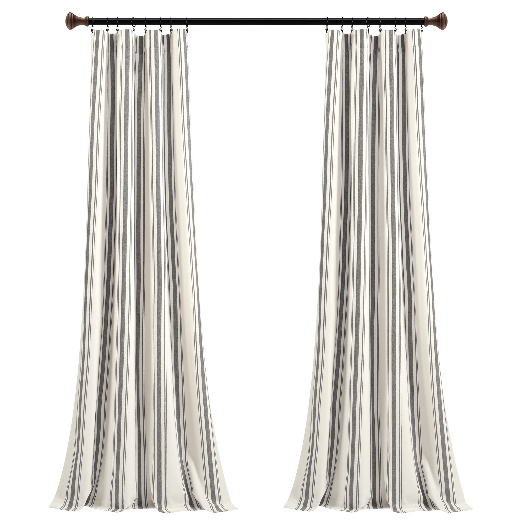 Lush Decor Farmhouse Stripe Yarn Dyed Cotton Window Curtain Panels Dark Gray 42X84 Set, W 42" x L 42" (2 Panels) - Image 4
