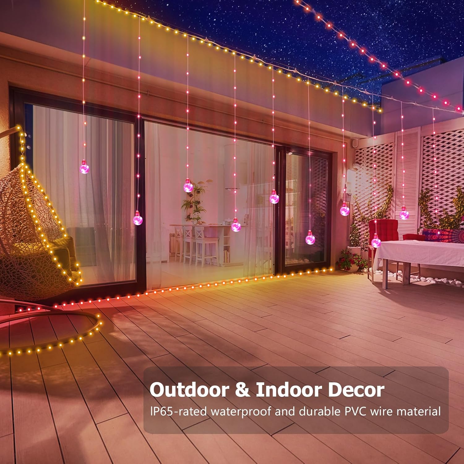 Wishing Ball Curtain Lights, 10ft x 3.3ft RGB LED Color Changing String Fairy Lights Curtain, Smart APP & IR Remote, 200+ Scene Modes for Bedroom Backdrop Indoor Outdoor Christmas Decorations