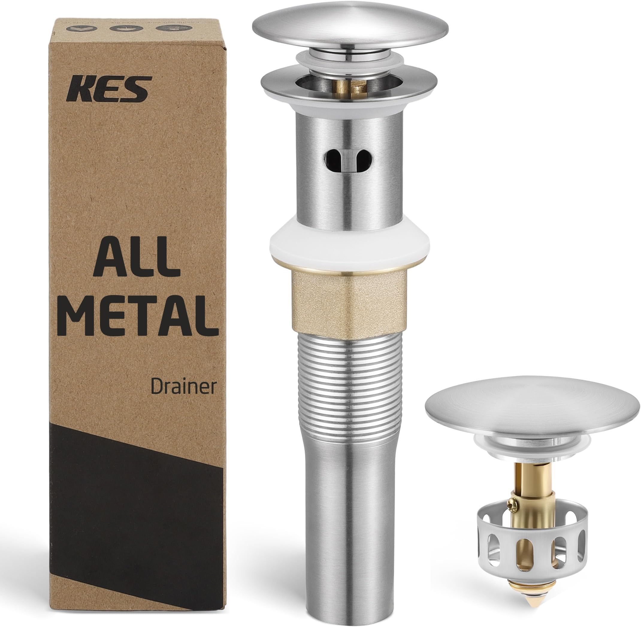 Kohler K-33151-BN Bathroom sink clicker drain without overflow, Vibrant ...