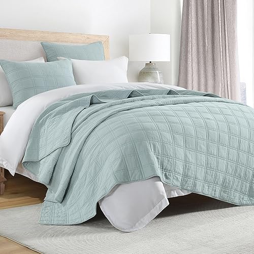 Miniatura 21 de HORIMOTE HOME Juego de edredón de 100 % algodón, tamaño individual, juego de colcha de 2 piezas prelavado, color azul marino, funda de cama Azul