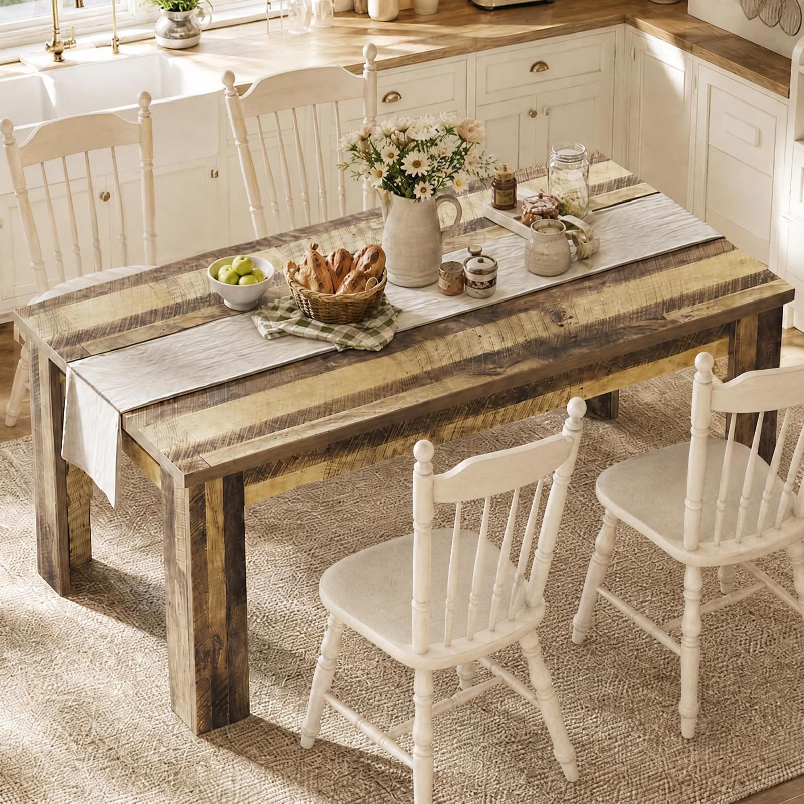Photo 1 of ** table only**'
CABIHOME 71" Long Dining Table for 6-8, Rectangular Farmhouse Kitchen Dining Room Table w/Wider H Legs & Large Wooden Tabletop, Sturdy Frame, Wood Strip Base, for Apartment, Kitchen, Dining, Walnut