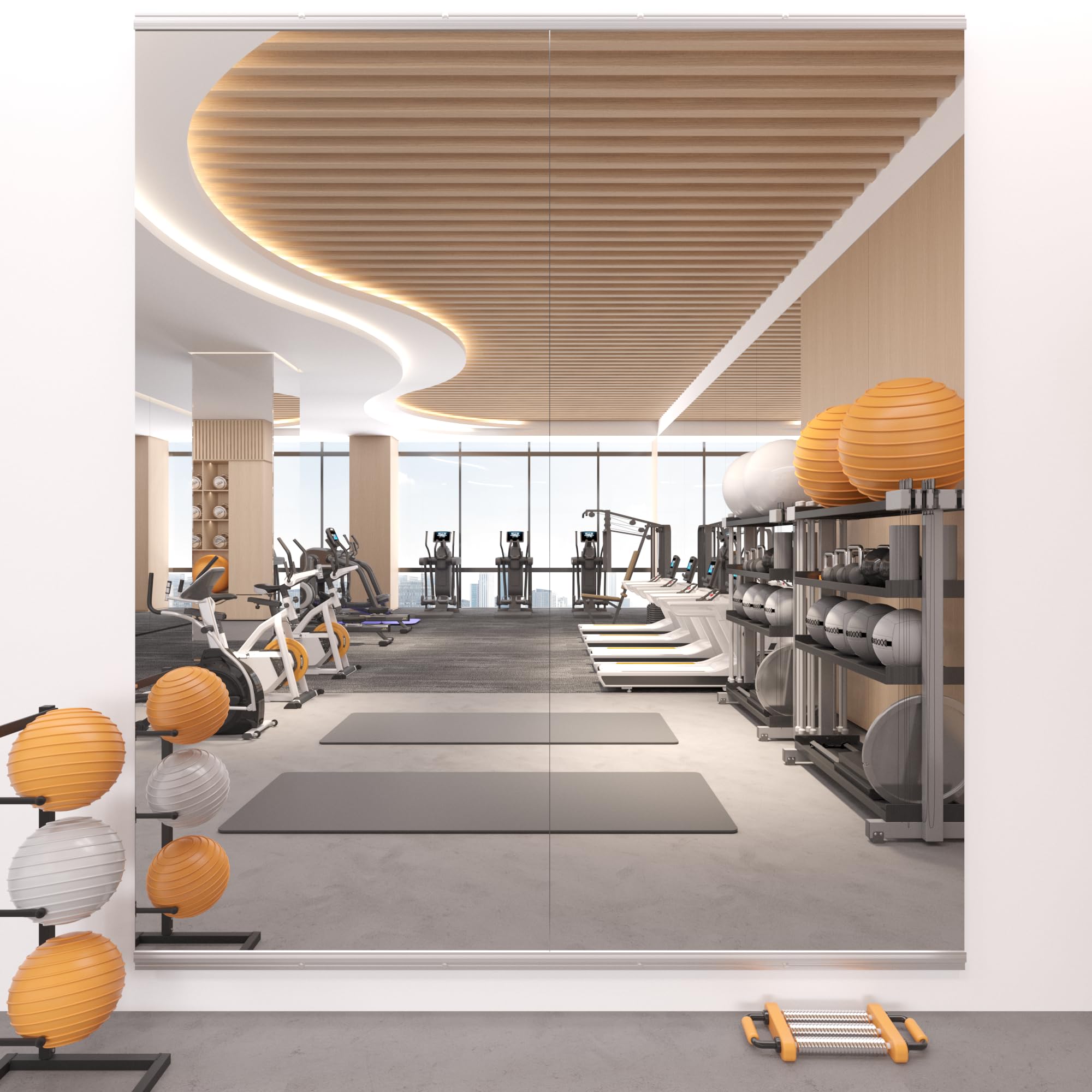 STAWDY Home Gym Mirror,63''x24''(Each)-2PCS Large Frameless Full Body Wall Mirror Length Tempered Glass Mirror Wall-Mounted Mirror for Gym,Yoga,Bedroom,Bathroom,Exercise Room