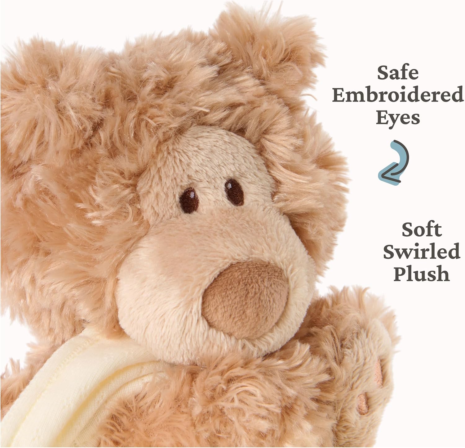 GUND Baby Philbin Plush Lovey, Teddy Bear with Baby Blanket, Stuffed Animal Sensory Toy, Brown, 14”
