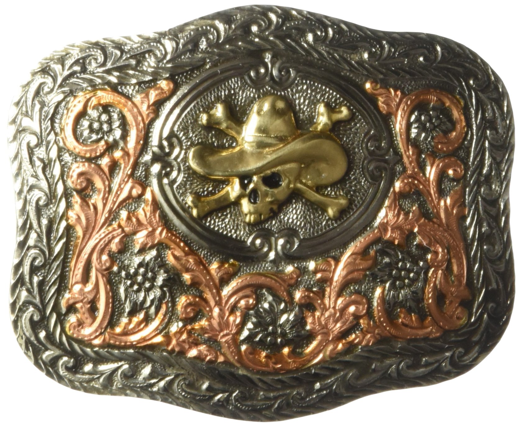 Nocona Men's Crumrine Scroll Skull Buckle, Multi/Color, One Size
