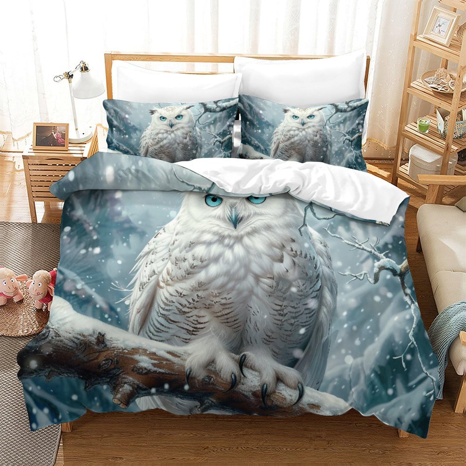 Housse de couette chouette microfibre respirante contre la chaleur
