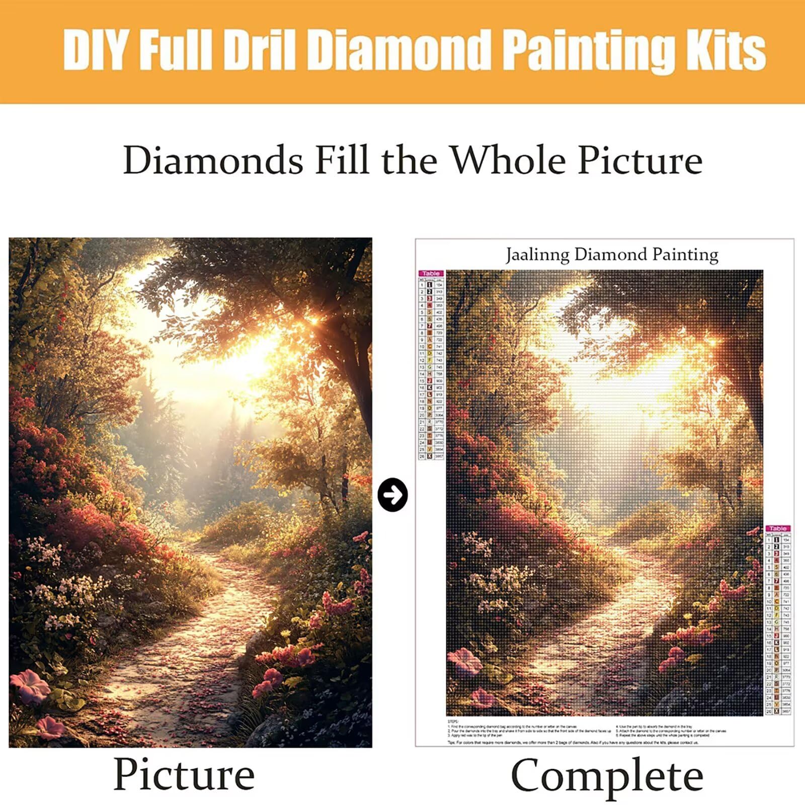 Diamond Painting Kit Completo, Diamond Painting Foresta, 5D Quadrato Pittura Diamante Kit Manualidades Adultos DIY Diamantini Crystal Art Disegni Punto Croce Artigianale, 60x90cm Paesaggio j0-921