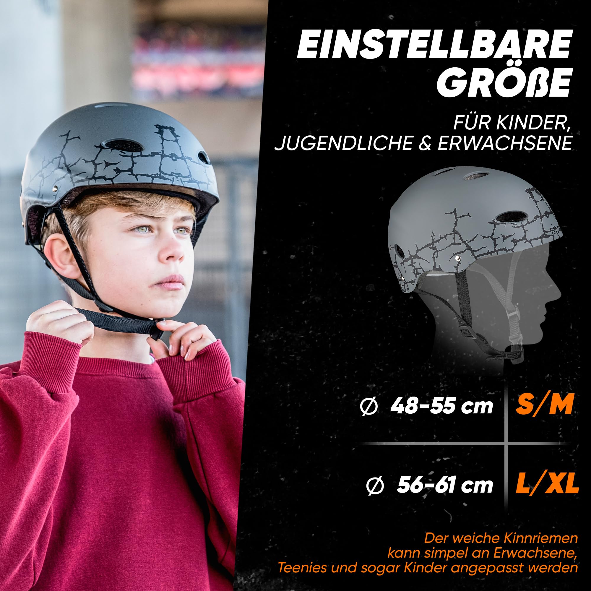 Apollo Skate-Helm/Kinder-Helm - Verstellbarer Skateboard, Scooter, BMX-Helm, mit Drehrad-Anpassung geeignet für Kinder, Erwachsene, in verschiedenen Größen und Farben
