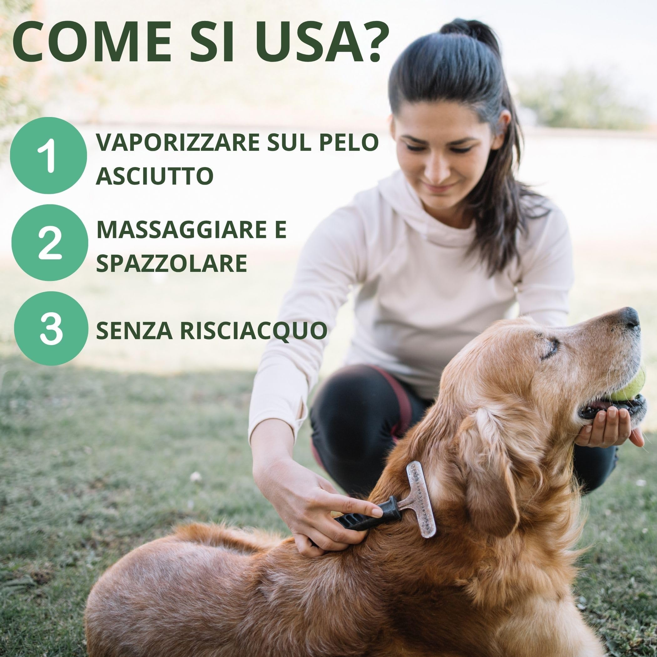 Kit Shampoo secco per cani senza risciacquo 300ml, Spray districante sciogli nodi pelo cane 300 ml e Spray pulisci zampe 300ml, formula naturale con olio di neem timo e argan - Made in Italy
