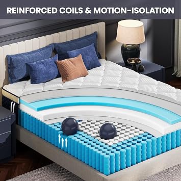 Firm Queen Mattress 14 Inch - Hotel Collection Hybrid Mattress with 7-Zone Support for Spinal Alignment, Extra Back & Hip Support, Fiberglass-Free, CertiPUR-US Certified