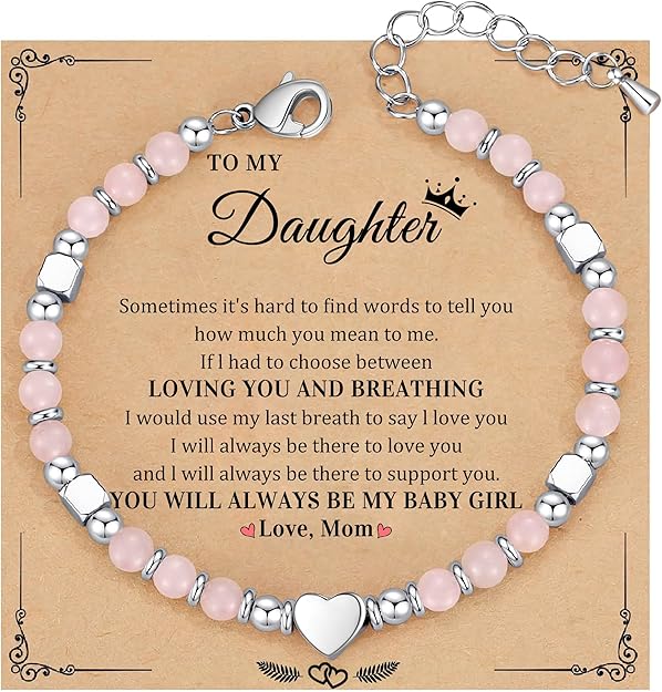 Christmas Gifts for Women, Stocking Stuffers for Teens Beaded Bracelets for Women Gifts for Mom Christmas Gift Mothers Day Gift for Grandma Daughter Bonus Mom Nature Stone Bead Bracelet Graduation Jewelry for Her 2026