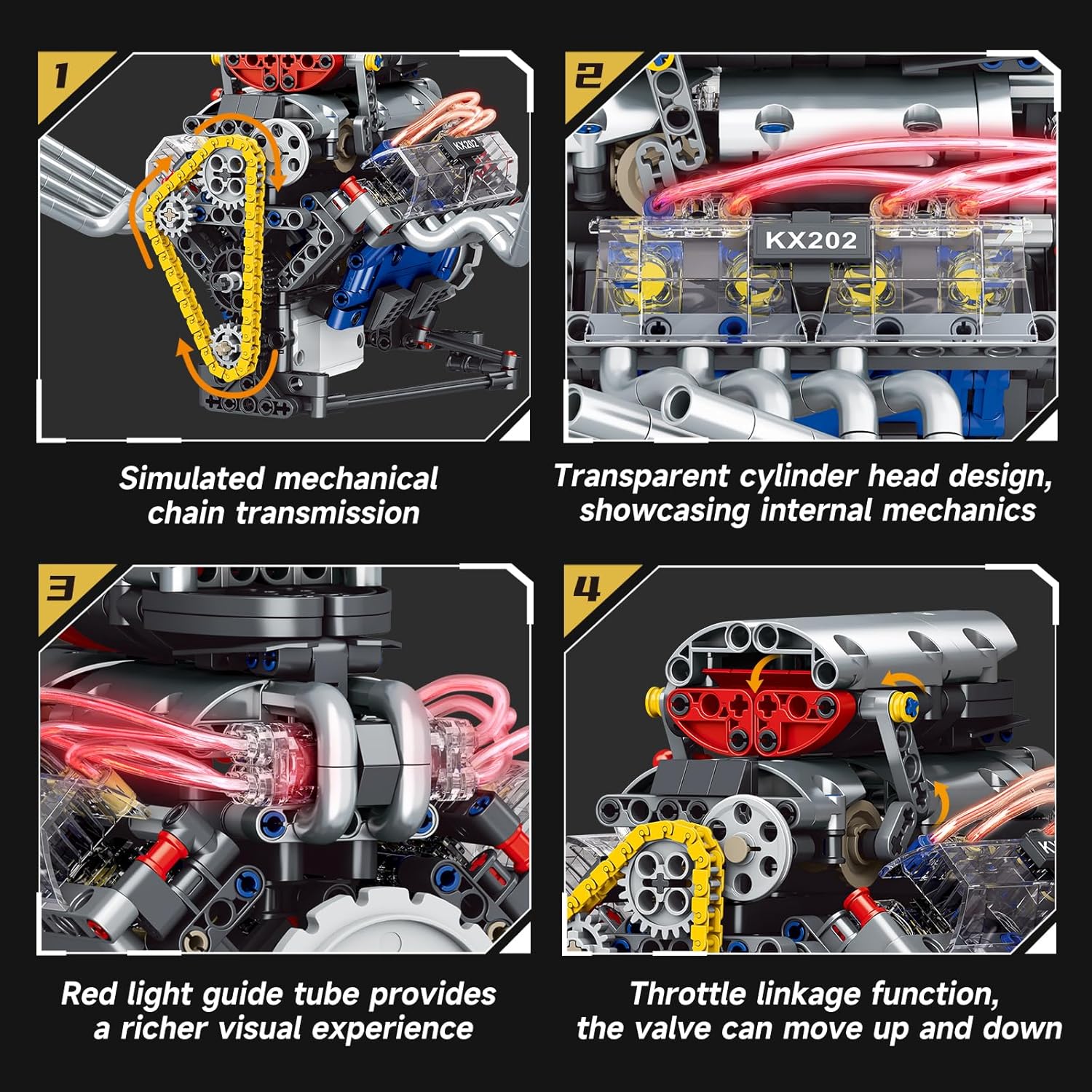 V8 Engine Building Set,Build Your Own Mini Engine That Works, Physical Science Experiment Toy for Adults, Home or Office Décor (665 Pcs)