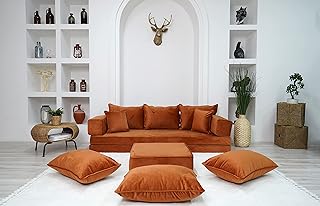 Velvet Amber Floor Seating Couch, Velvet Sectional Sofas, Modular Sofa, Loveseat, Floor Pillow, Pallet Cushion, Bench Cushions, Livingroom Couches (Sofa Full Set)