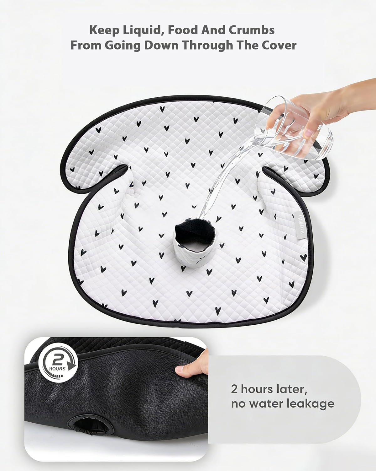 2 Pack Waterproof Baby Piddle Pads Carseat Potty Training Car Seat Protector, Waterproof Infant Car Seat Liner Cover to Prevent Pee, Leakproof and Washable (Black and White)