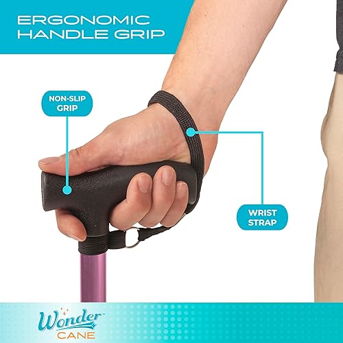 Miniatura 4 de Stander Wonder Cane - Bastón plegable para mayor estabilidad, bastón plegable independiente con mango ajustable, ligero cuádruple bastón para