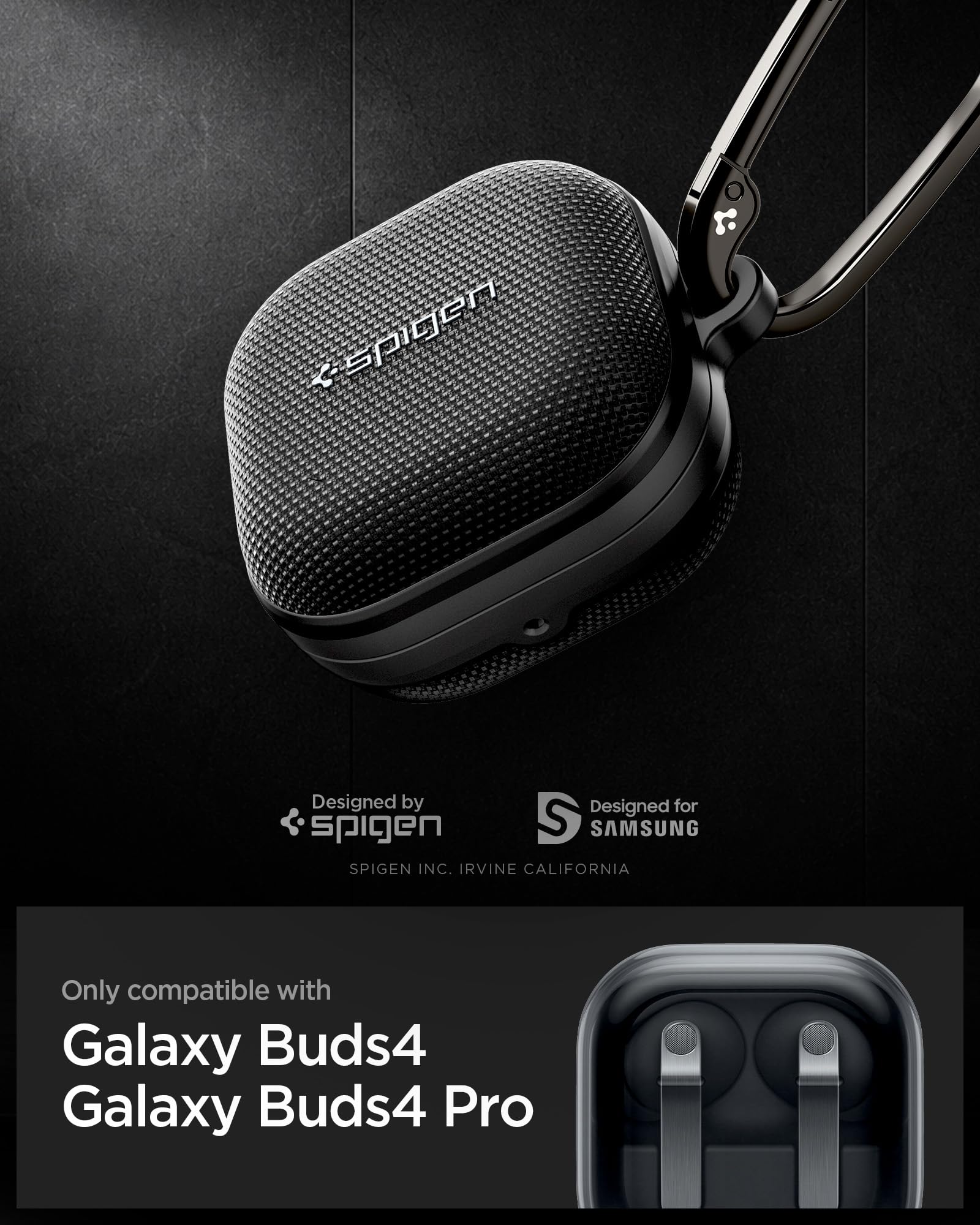 Spigen Cover Classic Fit Compatibile con Samsung Galaxy Buds 4 Pro/Galaxy Buds 4 (2026) - Nero Opaco