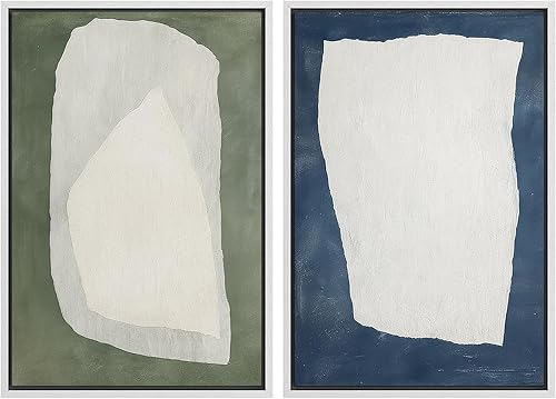 Miniatura 10 de SIGNLEADER Lienzo enmarcado para pared, juego de arte geométrico de mediados de siglo, formas de tocadiscos de música, ilustraciones abstractas,