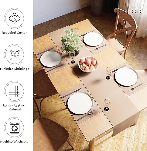 Vista 67 de Encasa XO Camino de mesa de comedor de 13 x 98 pulgadas Algodón acanalado fino teñido con hilo Rojo sólido para mesa de comedor, decoración