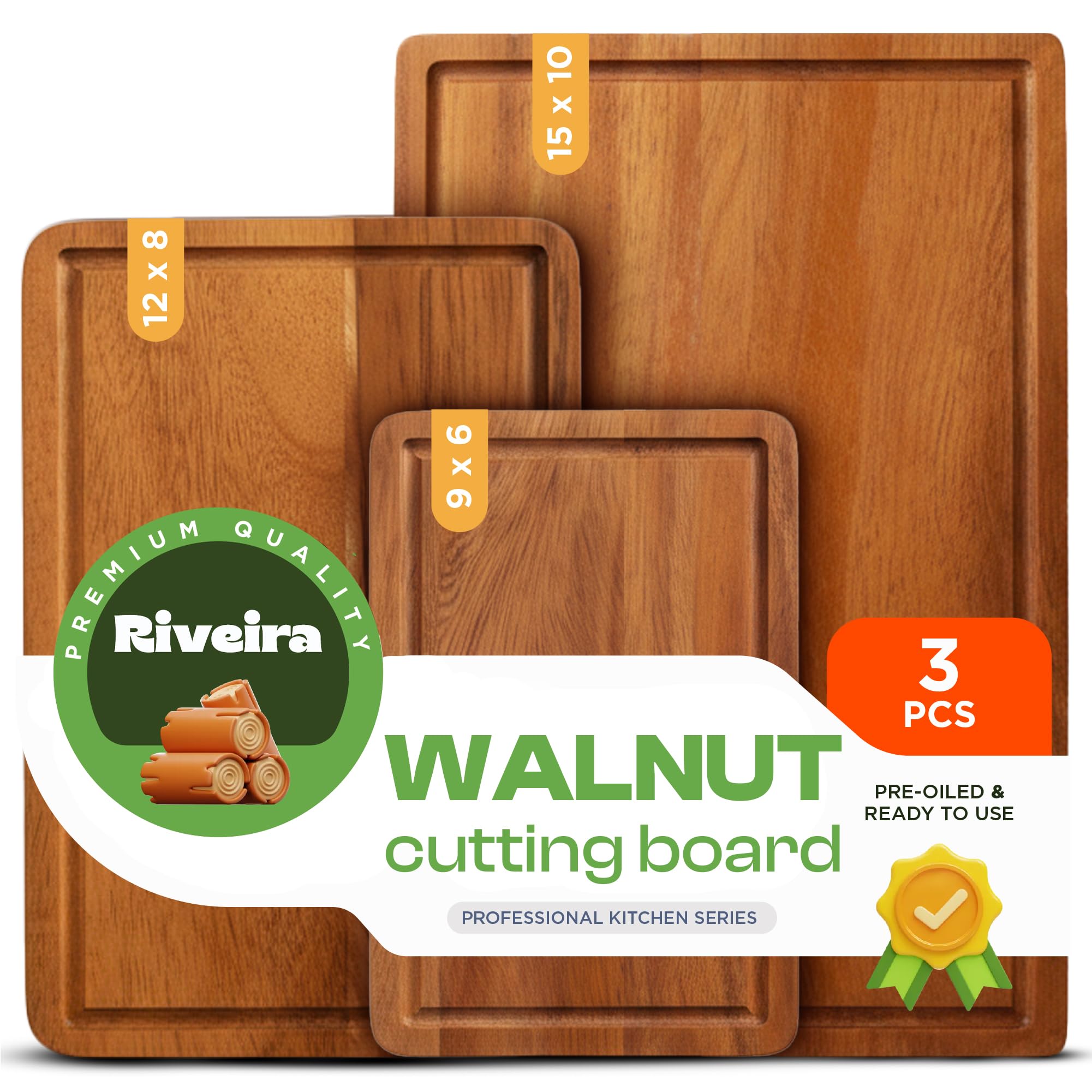 Amazon.com: Riveira Walnut Cutting Board Set – Versatile And