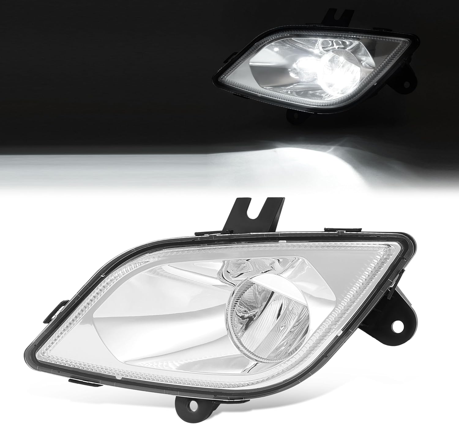 HECASA Front Left Full LED Fog Light Compatible with 2018-2024 Freightliner Cascadia Front Bumper Fog Light Lamp DRL Clear Lens Chrome Housing Driver Side Replacement for A6603653002