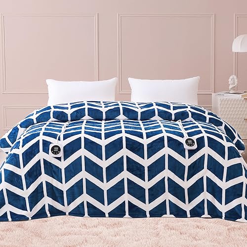 VENTIMI Manta eléctrica tamaño Queen, manta térmica de 84 x 90 pulgadas con 10 niveles de calor y apagado automático de 12 horas, manta de