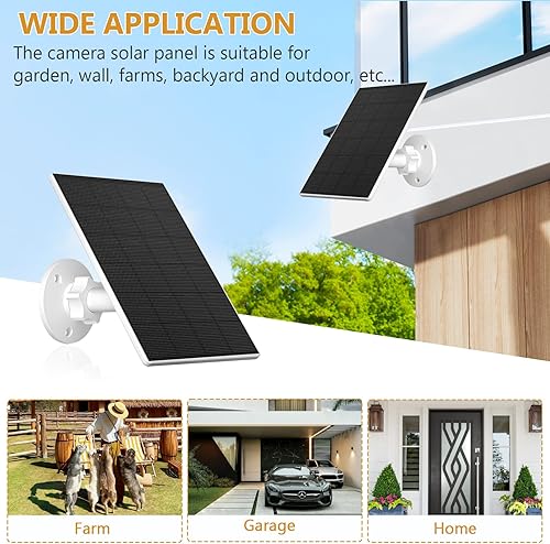 Miniatura 6 de Zivif Panel solar de 2 W para cámaras de seguridad, cargador solar con puerto micro USB y USB-C para cámara de seguridad de batería recargable,