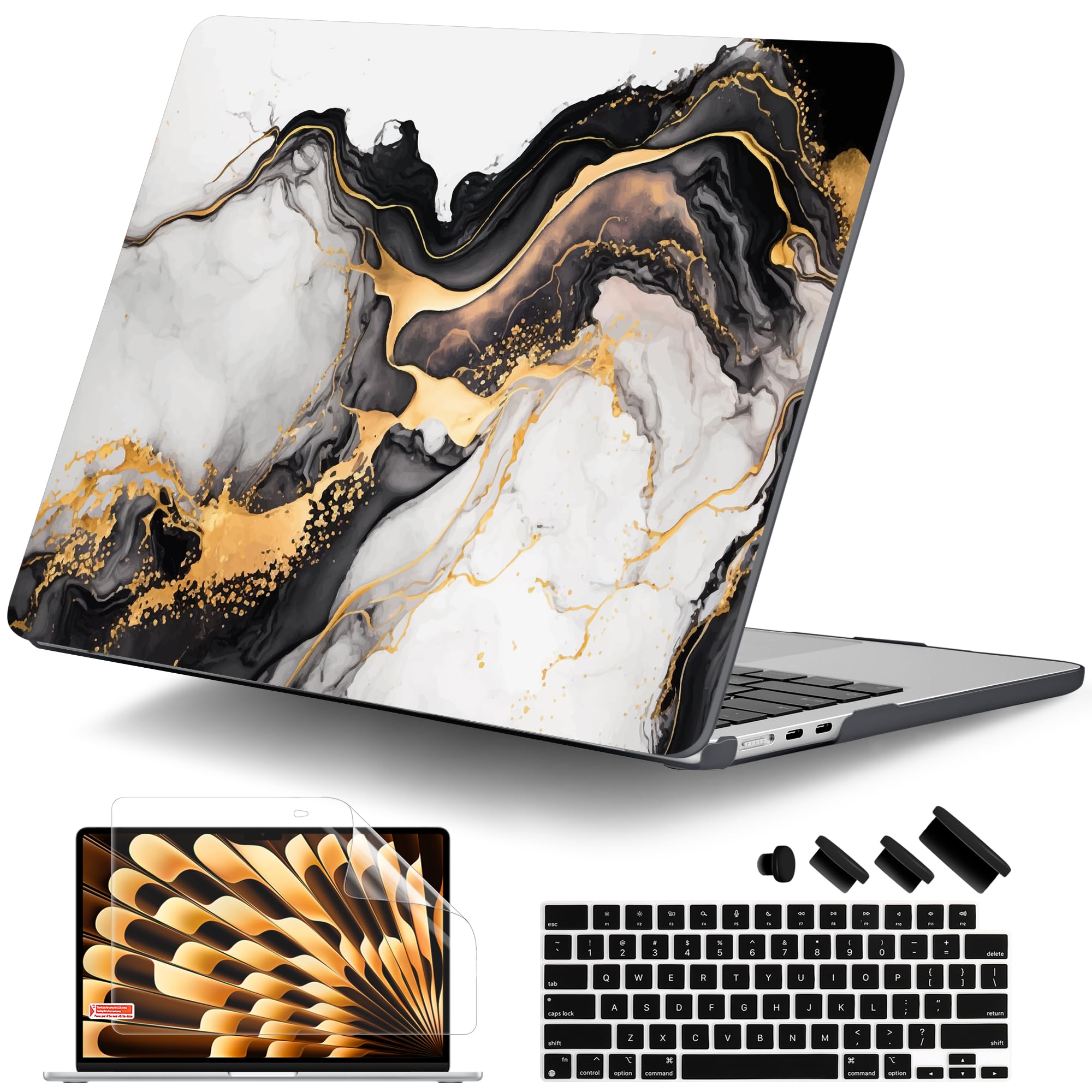 DONGKE for M4 MacBook Air 13.6 Inch Case 2025 2024 2023 2022 Model A3240 A3113 A2681 M3 M2 Chip, Plastic Hard Shell Case Cover with Touch ID for