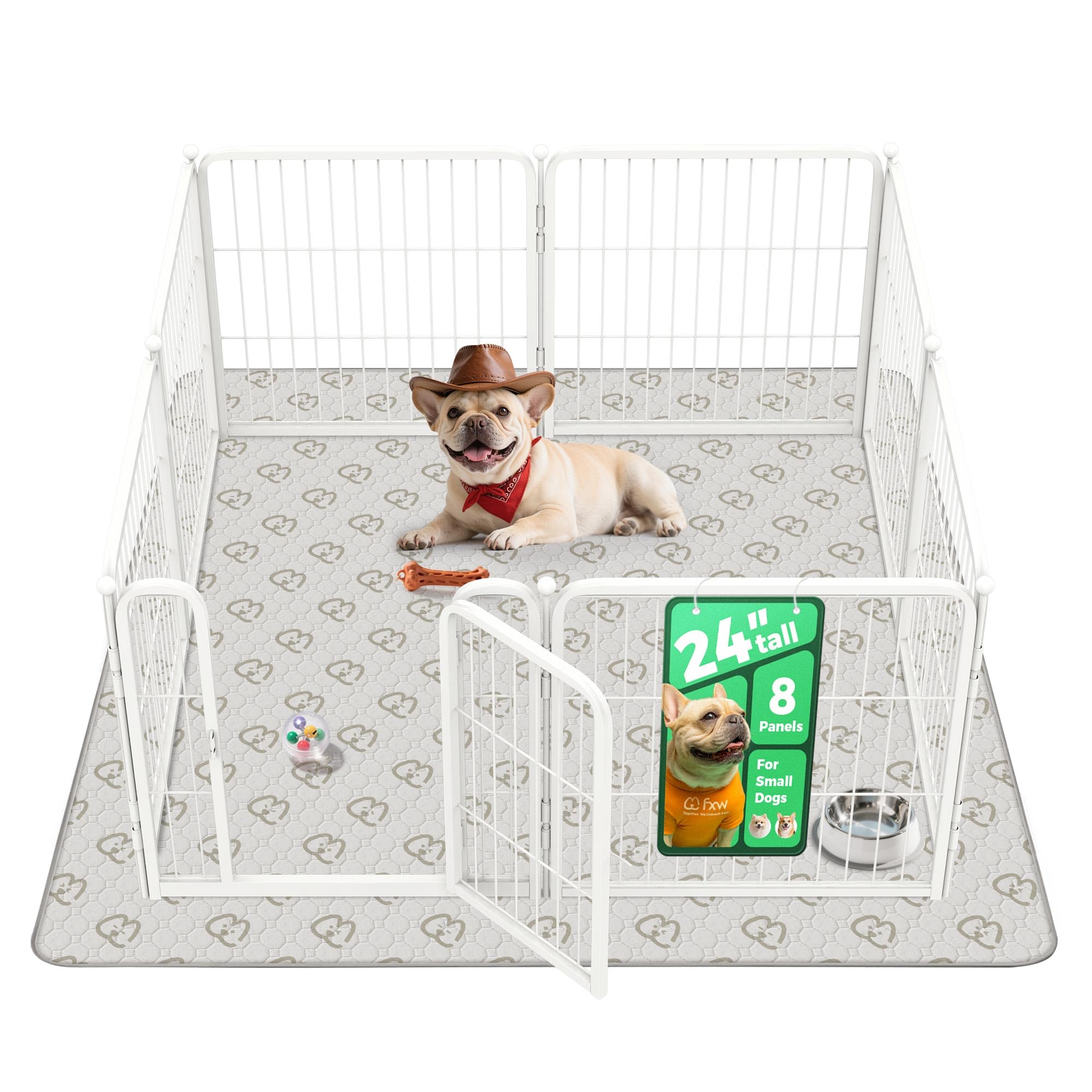 FXW Homeplus Indoor Dog Playpen with Washable Pee Pad, 24" H, 8 Panels