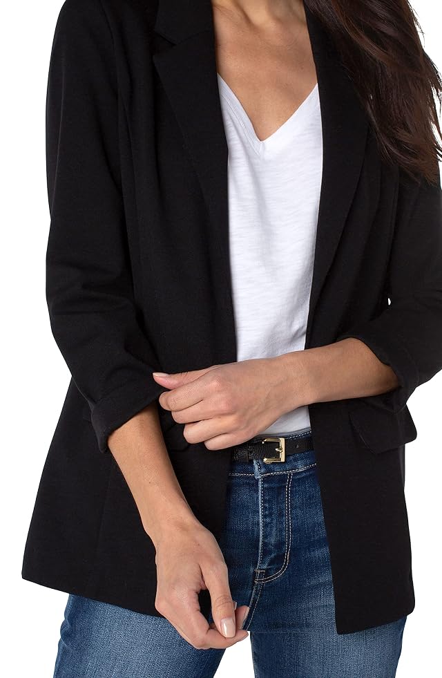 Liverpool Los Angeles Boyfriend Trendy Blazer with Princess Darts Blended Polyester Front Pockets Black LG One Size