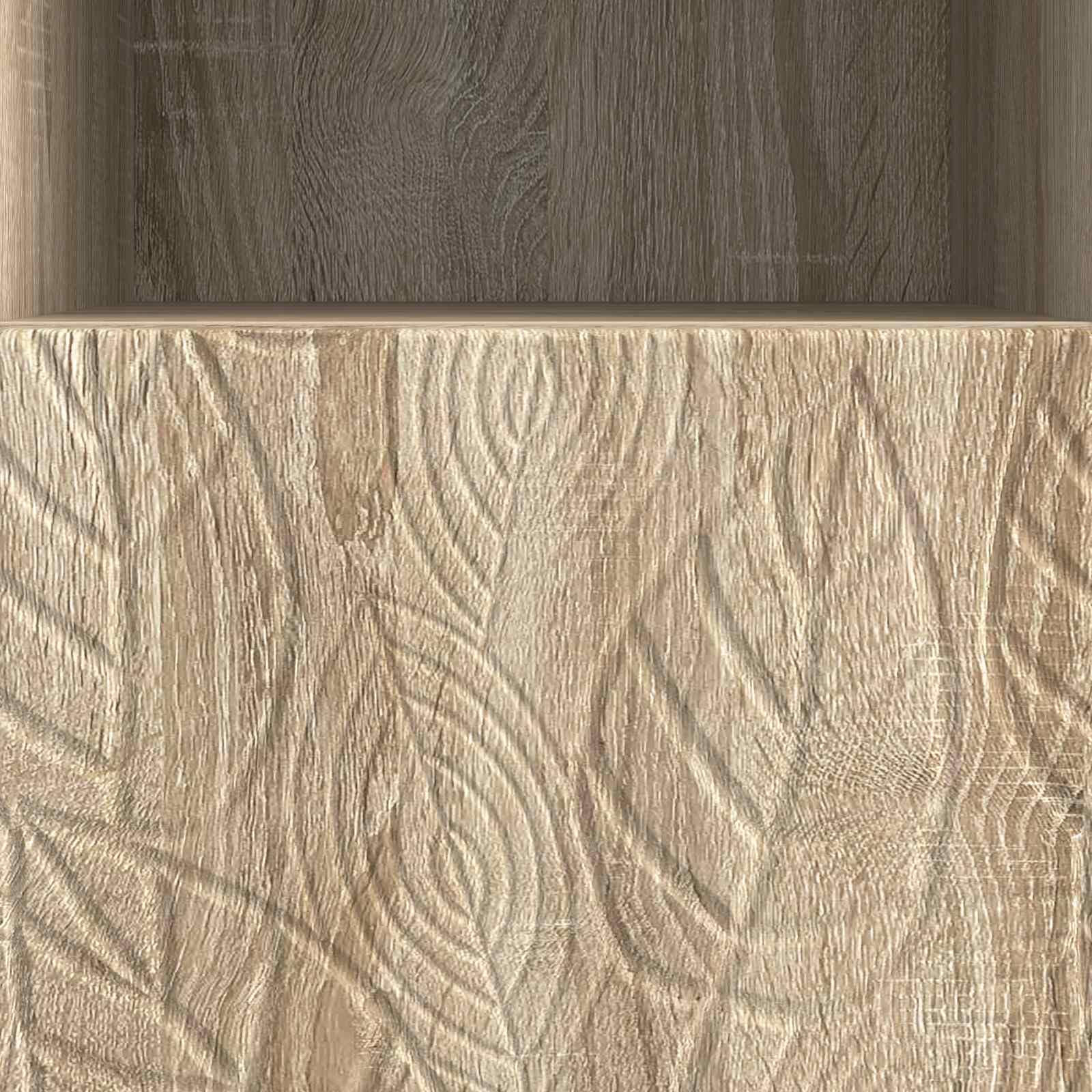 Mobile TV in rovere Sonoma, 102 x 34,5 x 50 cm, con 3 cassetti | Mobile basso robusto per soggiorno con 3 spaziosi cassetti, gambe in legno massiccio di eucalipto e superficie effetto rovere